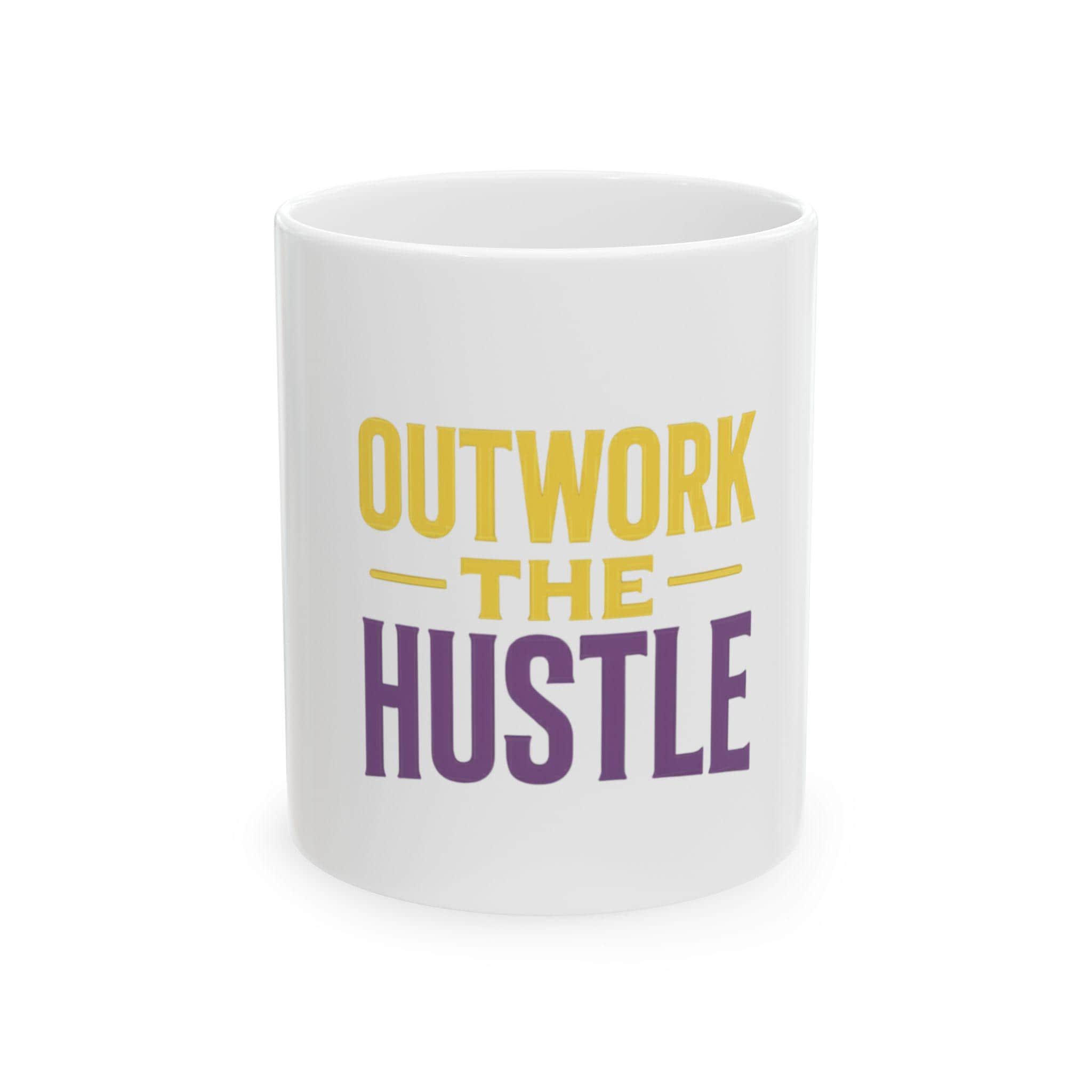 Motivational Ceramic Mug - Outwork the Hustle Coffee Cup, Inspirational Gift, Office Decor, Entrepreneur Mug, Cozy Beverage Holder