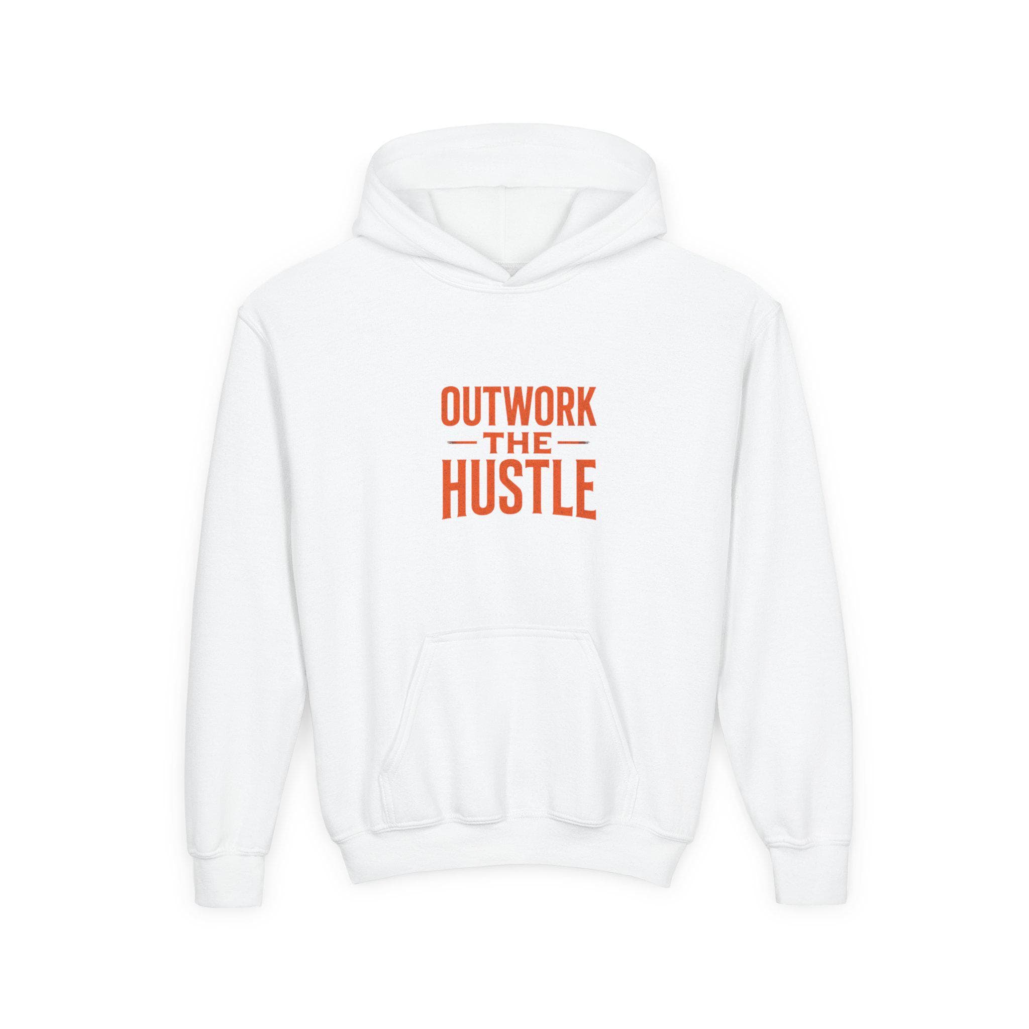 Outwork the Hustle" Youth Hoodie: Soft Cotton-Poly Blend