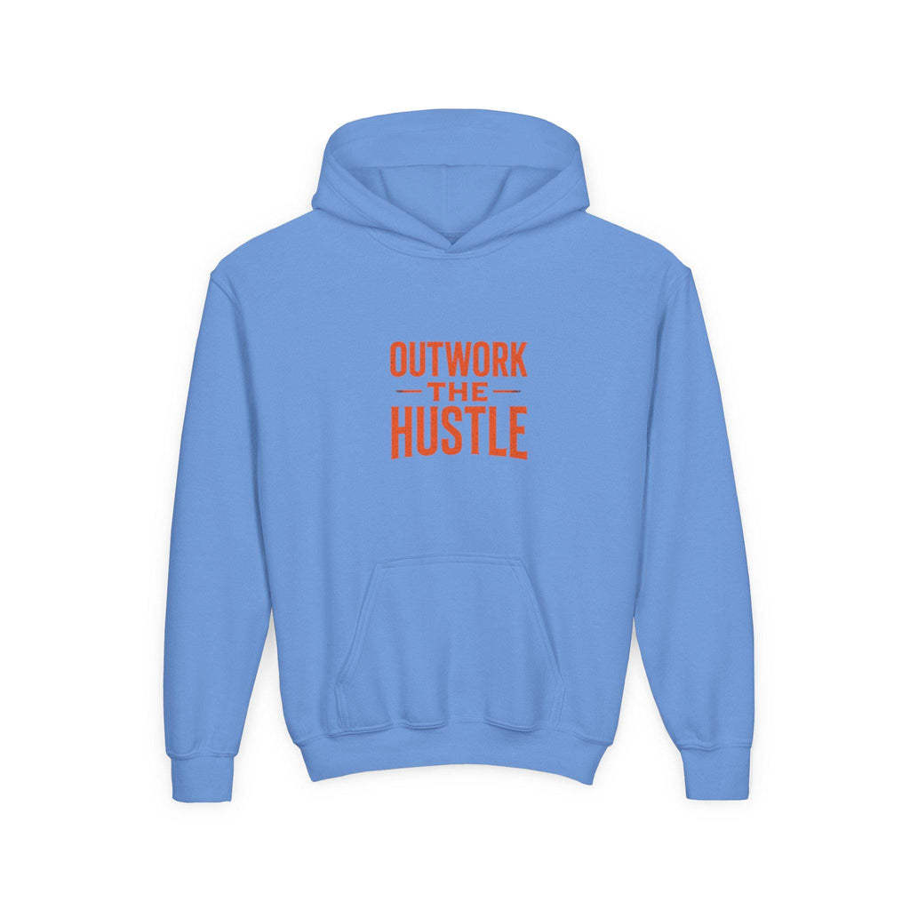 Outwork the Hustle" Youth Hoodie: Soft Cotton-Poly Blend