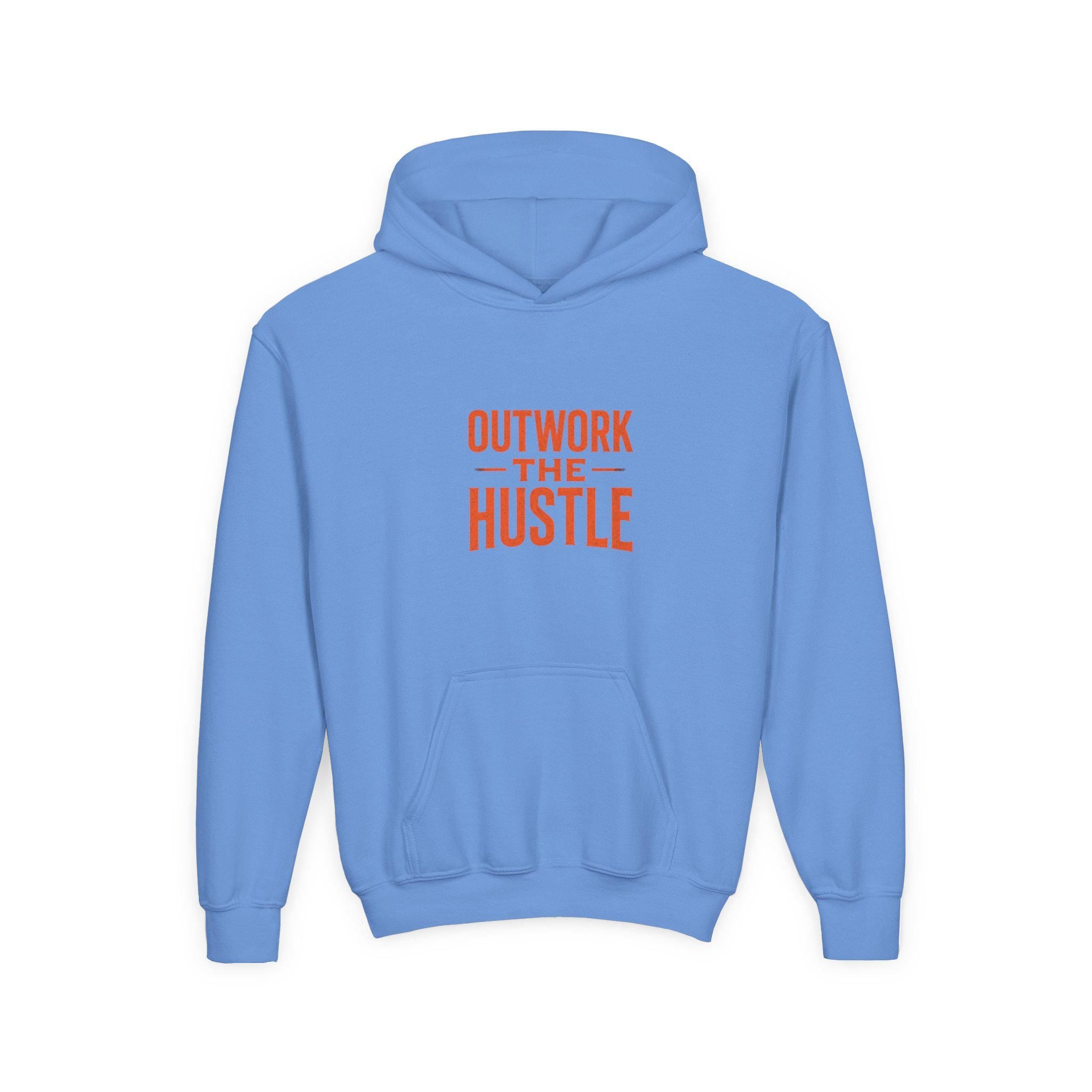 Outwork the Hustle" Youth Hoodie: Soft Cotton-Poly Blend