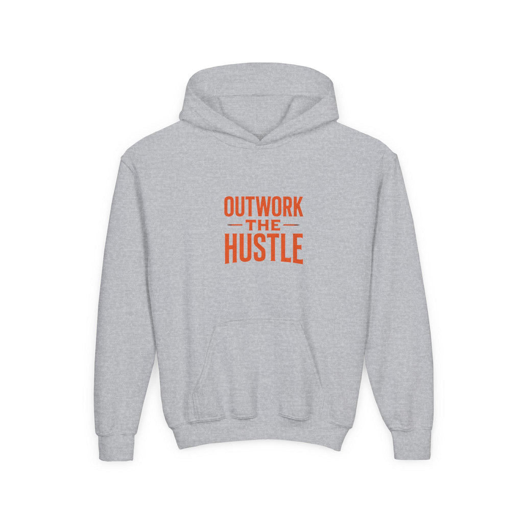 Outwork the Hustle" Youth Hoodie: Soft Cotton-Poly Blend