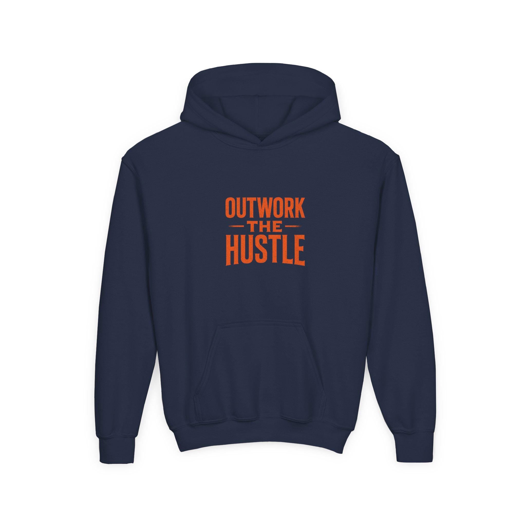 Outwork the Hustle" Youth Hoodie: Soft Cotton-Poly Blend