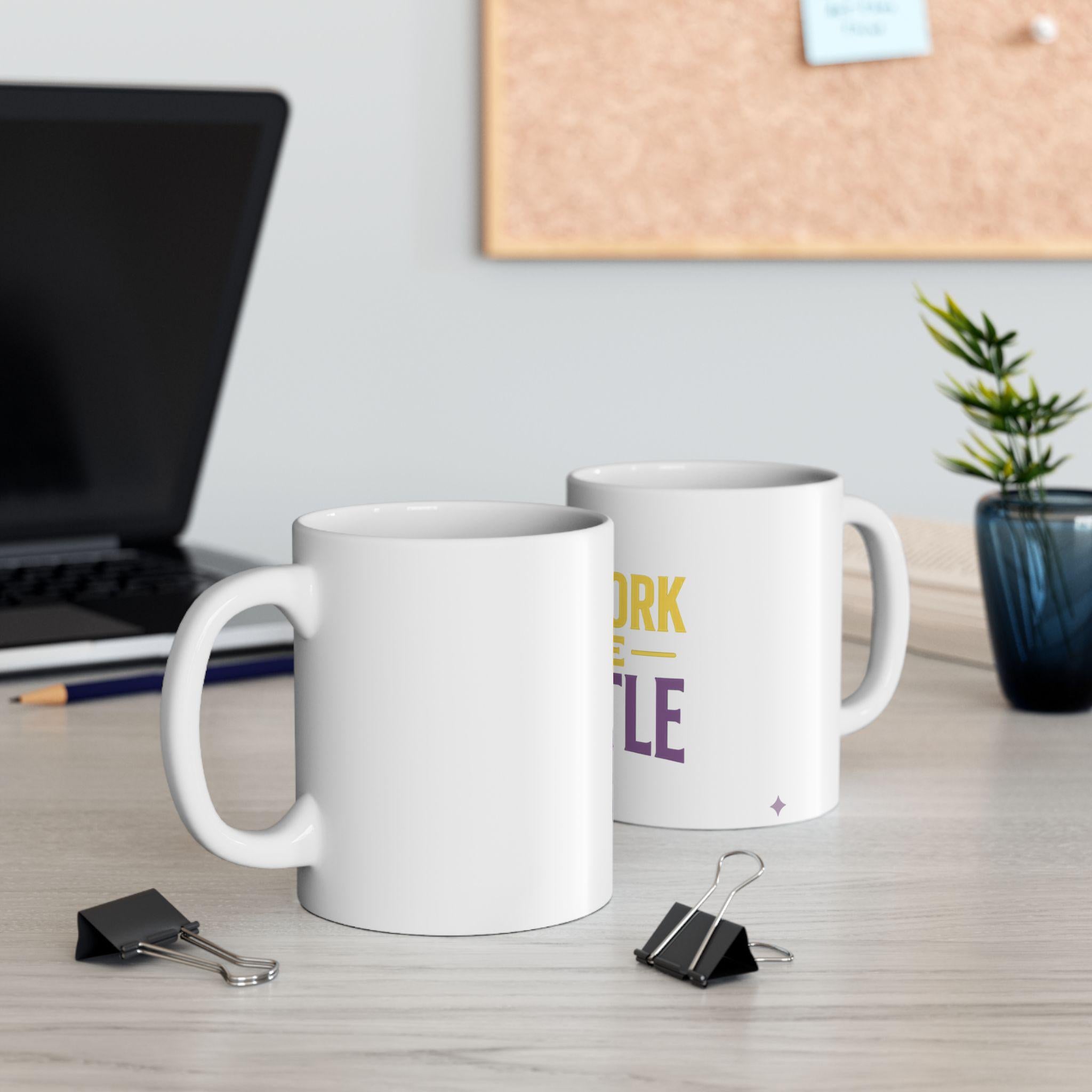 Motivational Ceramic Mug - Outwork the Hustle Coffee Cup, Inspirational Gift, Office Decor, Entrepreneur Mug, Cozy Beverage Holder