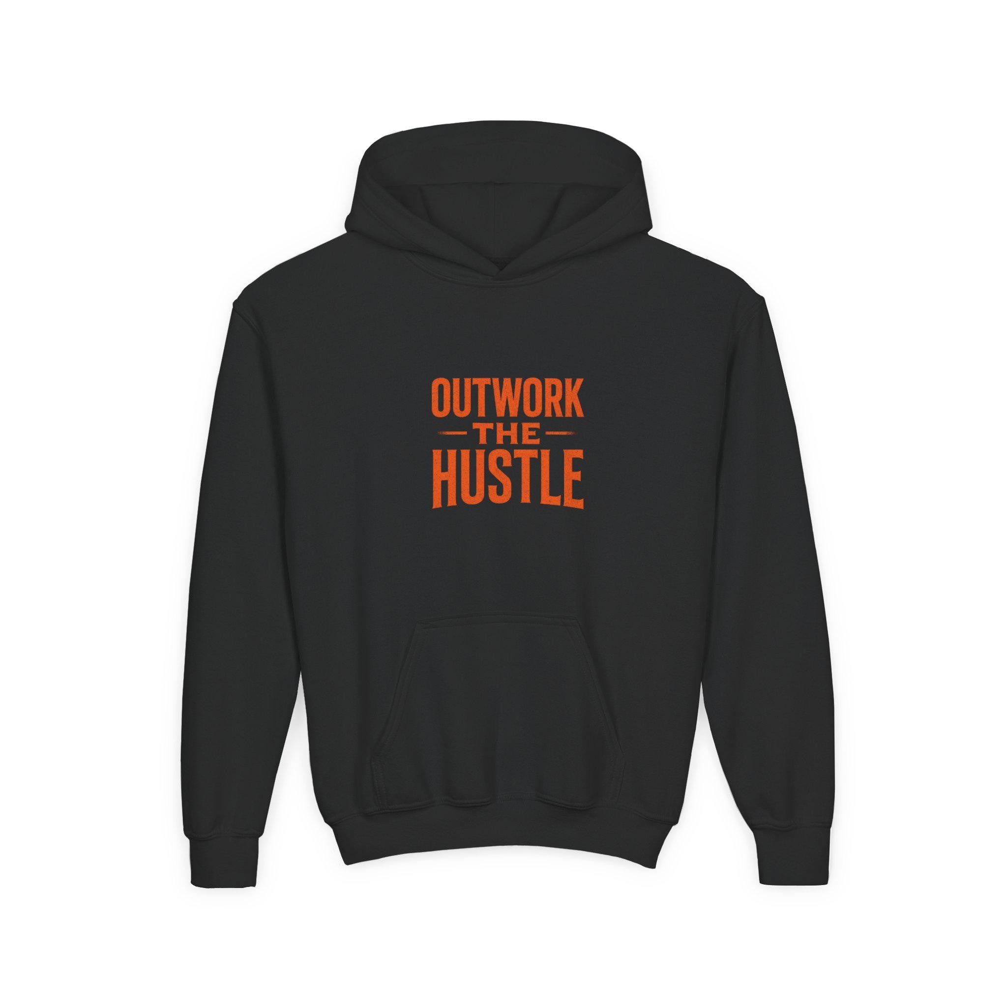 Outwork the Hustle" Youth Hoodie: Soft Cotton-Poly Blend